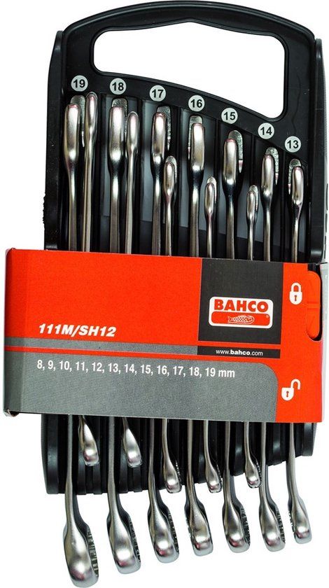Bahco 111M/SH12 Ring-steeksleutelset, afgebogen, metrisch 12-delig