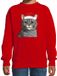 Bellatio Decorations Kersttrui / sweater kat/poes - kinderen - grijze kat/poes - rood - kerstmuts - Kerstmis 134/146