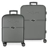 Pepe Jeans Accent Kofferset, zwart, 55/70 cm, robuust, ABS-kunststof, geïntegreerde TSA-sluiting, 116 l, 7,54 kg, 4 dubbele wielen, handbagage, Zwart, Set de maletas, kofferset