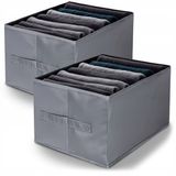 Merkloos Set van 2 Stoffen Lade Organizers met 7 Vakken - Grijs