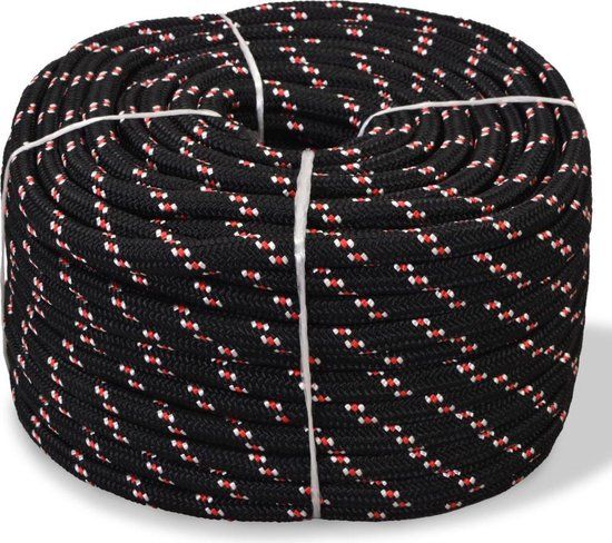 vidaXL Boot touw 10 mm 50 m polypropyleen zwart