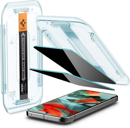 Spigen Privacy Glass Geschikt voor Google Pixel 9 Pro XL - EZ Fit GLAS.tR - 9H Tempered Glass Screen Protector - Case Friendly - Gemakkelijke Installatie - 2-Pack