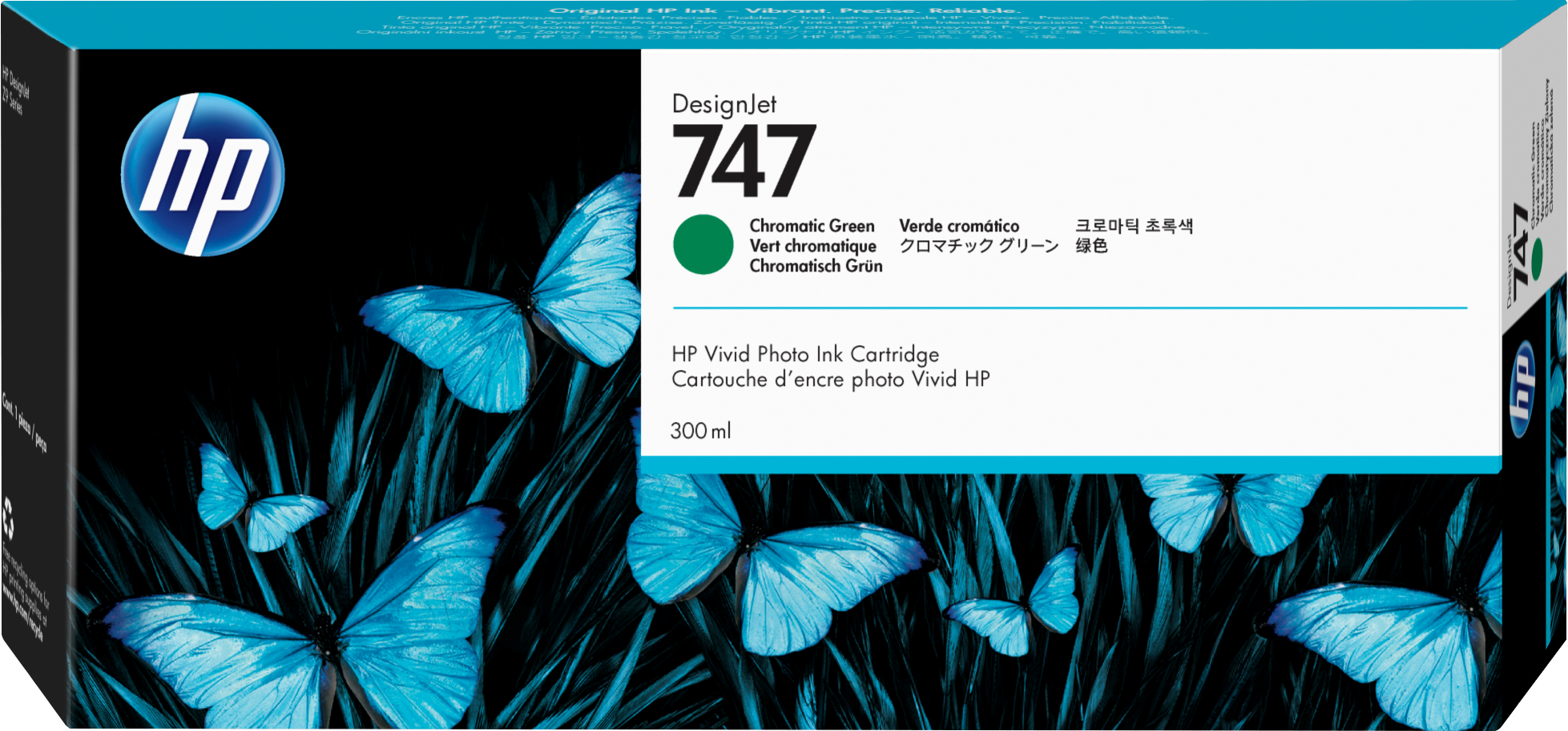 HP 747 Chromatic Green DesignJet Ink Cartridge - 300 ml - P2V84A
