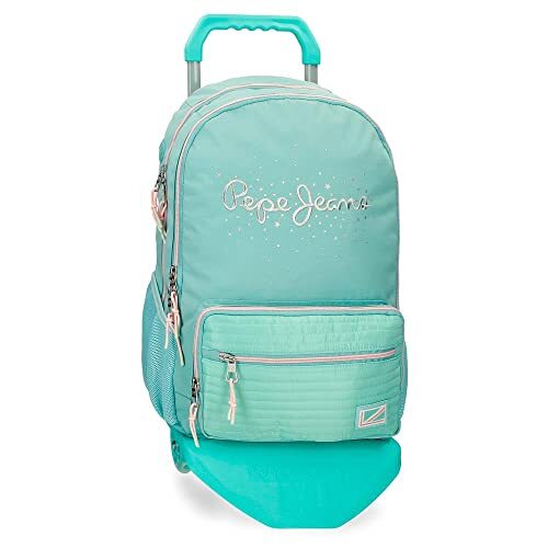 Pepe Jeans Jane schoolrugzak met dubbel vak met trolley, blauw, 31 x 46 x 16 cm, polyester, 22,82 l