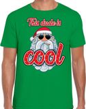 Bellatio Decorations Fout Kerst shirt / t-shirt - Stoere kerstman - this dude is cool - groen voor heren - kerstkleding / kerst outfit M