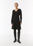 Comma Jurk Zwart Lange Mouw V-hals Polyester 36