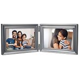 Malden International Designs Concourse Metalen scharnierende fotolijst, dubbel horizontaal, 2-4x6, zilver