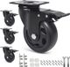 Meubels Caster Wielen - 600 KG Lager - Rubber Swivel Trolley Castor met Rem - Inclusief 16 Stuks Schroeven