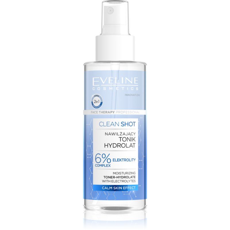 Eveline Clean Shot Moisturizing Toner Hydrolate 6% Electrolytes Spray