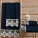 PETTI Artigiani Italiani - Serviettes de bain en tissu éponge 100% coton, set de serviettes 1 + 1, 2 pièces, 1 serviette pour le visage et 1 serviette, bleu