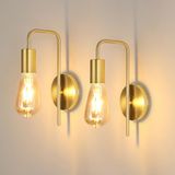 DAXGD Vintage wandlamp, 2 stuks, E27 wandlamp voor binnen, industrieel, goud, wandspot, ijzer, retro, voor slaapkamer, hal, woonkamer, bar, eetkamer (zonder lamp)