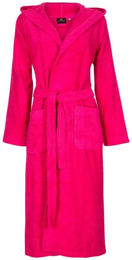 Badrock Panda Badrock Dames badjas fuchsia roze - badstof katoen - capuchon - maat XS