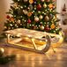 Spetebo traîneau décoratif en bois LED, naturel, avec minuterie - 50 x 23 cm