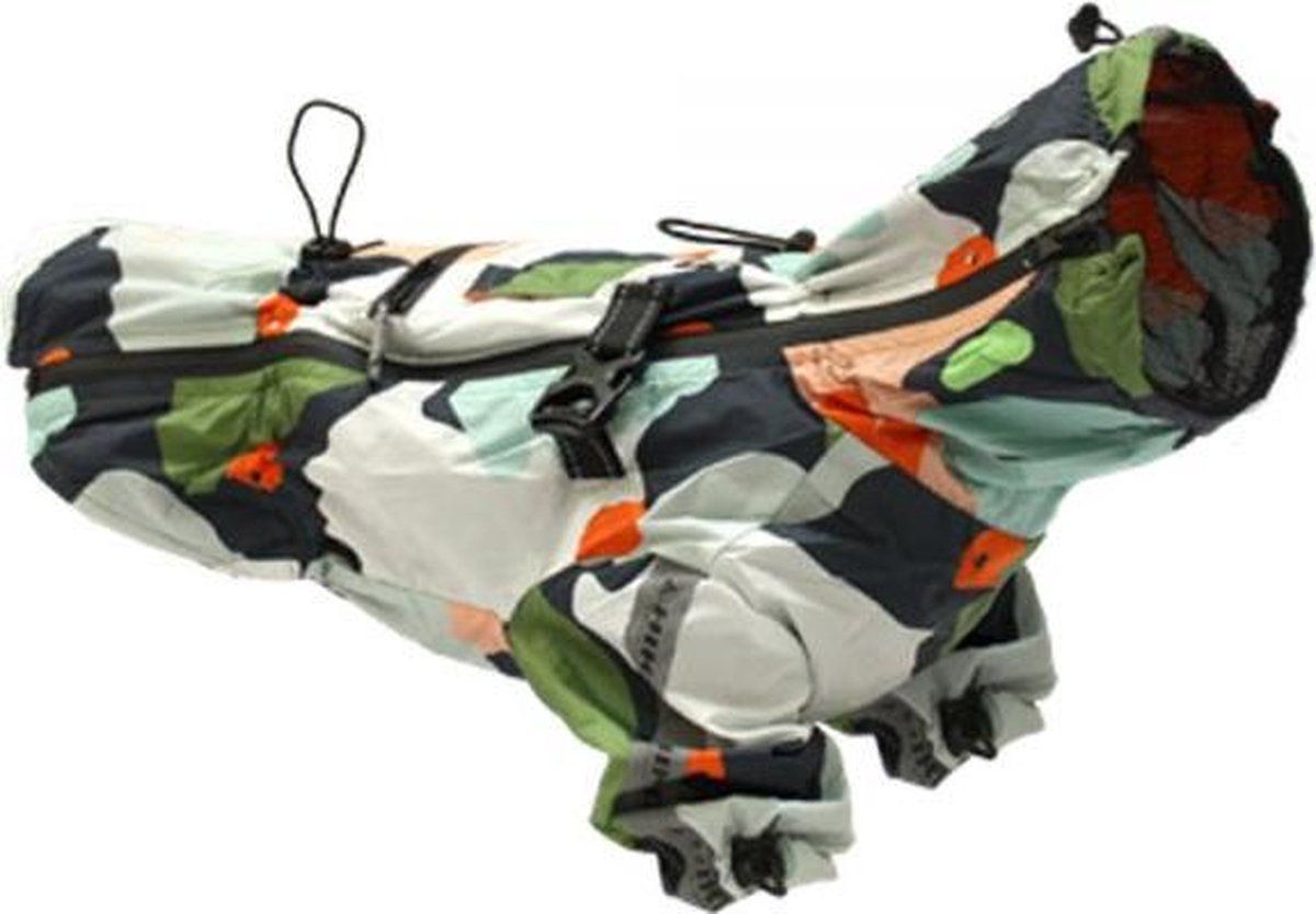 Croci Hiking Go Harlequin Regenjas - Groen/Grijs/Oranje/Wit - 35 cm