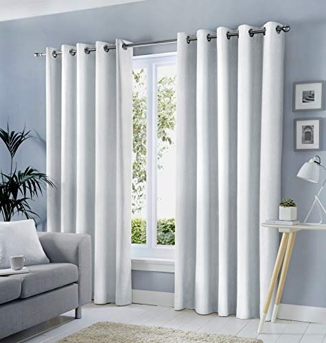 Fusion Sorbonne Cotton Eyelet Curtains - White - 66x72"