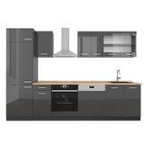 Vicco R-Line Complete keukeneenheid – 300 cm zonder werkblad Antraciet hoogglans/antraciet