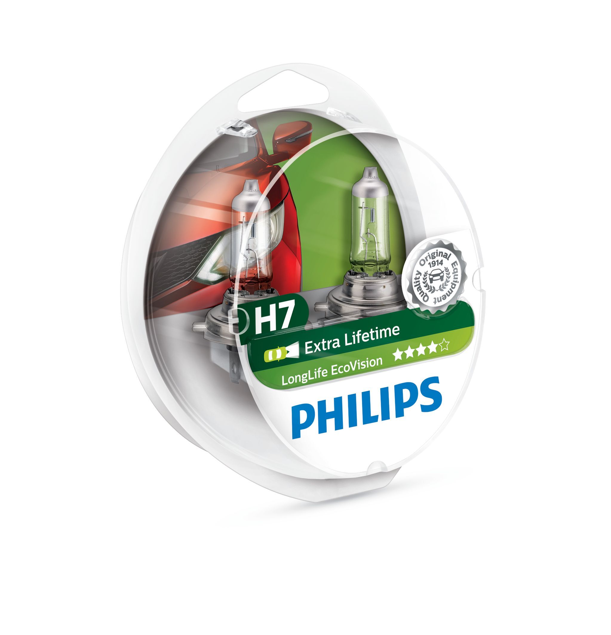 Philips LongLife EcoVision Type lamp: H7, verpakking van 2, koplamp voor auto
