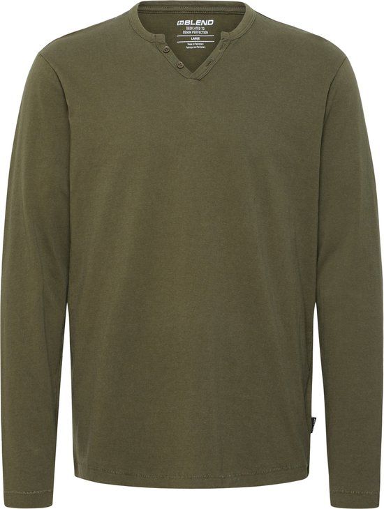 Blend - BHKONSTANTIN L/S WASH TEE - Heren - T-shirts - Katoen - Maat L - Deep Depths