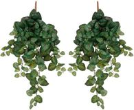 Mica Decorations Hedera klimop kunstplant - 2x - donkergroen - hangplant - L25 x B25 x H80 cm