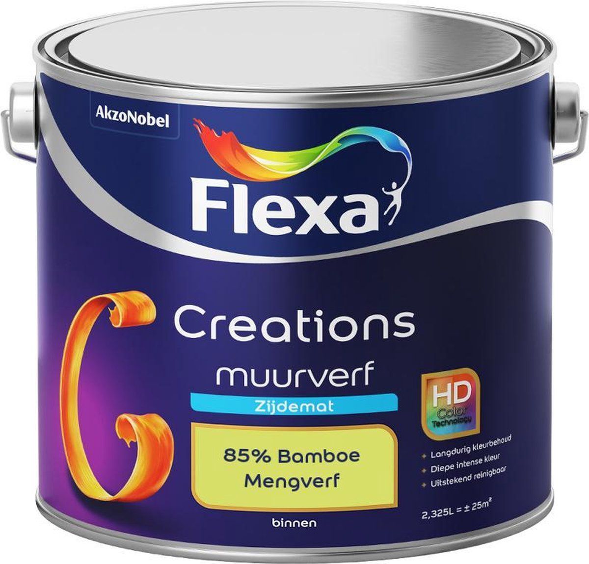 FLEXA Creations - Muurverf Zijde Mat - Mengkleuren Collectie - 85% Bamboe - 2,5 liter - 8711113168212