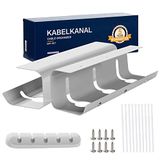 E.For.U® Kabelgoot bureau set van 2, voor een netjes kabelbeheer aan het bureau incl. accessoires, kabelgeleiding, kabelhouder, kabelopslag, eenvoudige montage (grijs)