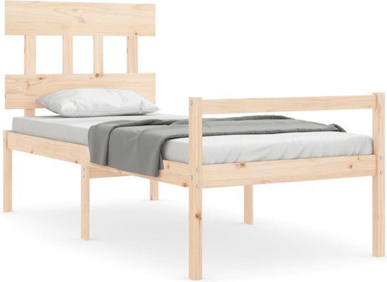 vidaXL Seniorenbed met hoofdbord massief hout