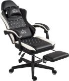 HOMCOM Gamestoel Polyester, Staal 65L x 64B x 118-128H cm Zwart