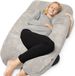 Earkings coussin de grossesse coussin latéral 140x80cm forme en U avec housse amovible - coussin de corps gris clair