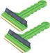 Prosperplast Grattoir à glace / grattoir de vitre de voiture - 2x pièces - vert - plastique - avec lame dure - raclette en caoutchouc - 9 x 16 cm - vitres - rendre exempt de neige et de glace