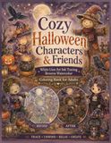 Cute Cozy Halloween Characters & Friends White Line Art Ink Tracing Reverse Watercolor Coloring Book for Adults