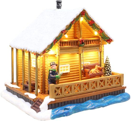 Santaville - Chalet with Fisher with LED Polyresin 21cm