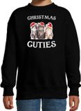 Bellatio Decorations Katten Kittens Kersttrui sweater - Christmas cuties - zwart - voor kinderen - Kerstkleding - Poezen - Katjes 152/164