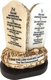 Holy Land Market Tien Geboden Tabletten - Hars op Houten Basis, 10 Geboden Plaque, Decaloog Gegeven aan Mozes op de berg Horeb - 16,5 cm hoog