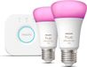 Philips Hue White and Color Ambiance Starter Kit, 2 E27 lampen, equivalent van 75W, Bluetooth, compatibel met Alexa, Google Home en HomeKit