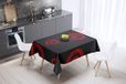 Bonamaison Tafelkleed, Anti-Mold, Sneldrogend, Waterdicht, 100% Polyester Tafellaken, rood Zwart, 140 x 140 Cm