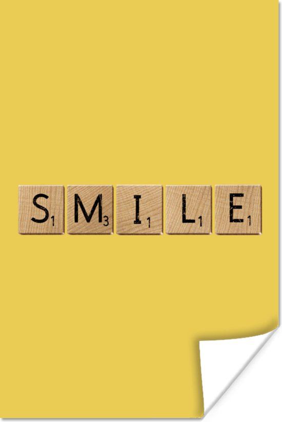 PosterMonkey Poster Spreuken - Smile - Quotes - Scrabble - Lach - 40x60 cm