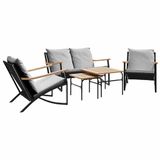 VidaXL 5-delige Balkonset met Kussens, Staal, Licht Grijs
