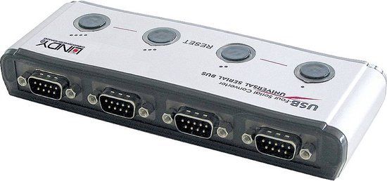 LINDY USB 1.1, Serieel Converter [1x USB 1.1 stekker A - 4x Serieel 9-polig]