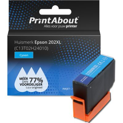 PrintAbout Huismerk Epson 202XL (C13T02H24010) Inktcartridge Cyaan Hoge capaciteit