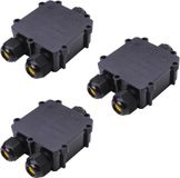 RexTech Waterdichte lasdoos voor 3 kabels - Voordeelset van 3 stuks - Y-stuk - 4 tot 14 mm - IP68 - Kabeldoos - Kabelverbinden waterdicht - Zwart