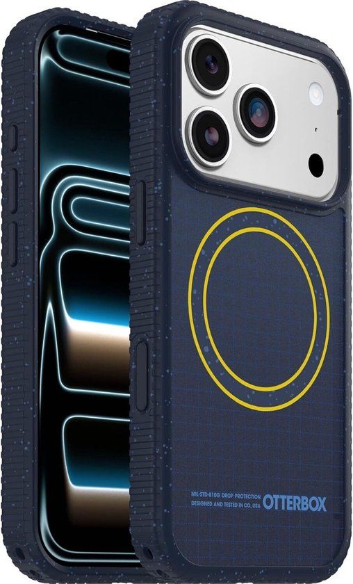 OtterBox Sole Series Hoesje Geschikt voor Apple iPhone 17 Pro | Back Cover | Compatibel met MagSafe | Met Draaglus | Gerecycled | Real Quiet Blauw