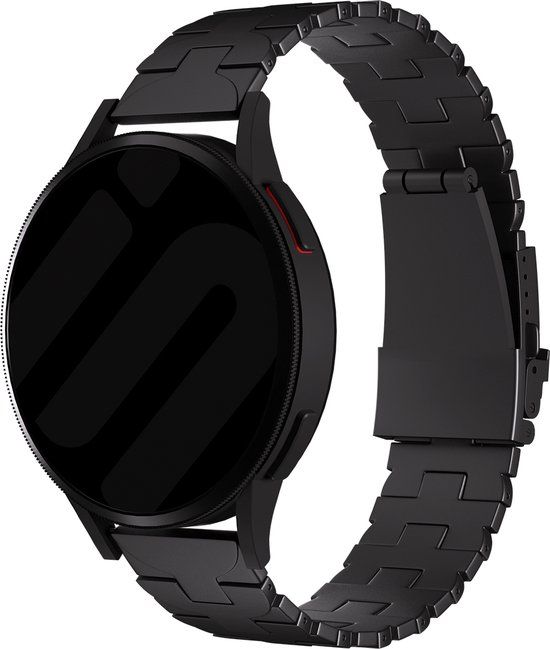Strap-it Smartwatch bandje 22mm universeel - Titanium butterfly band - Zwart