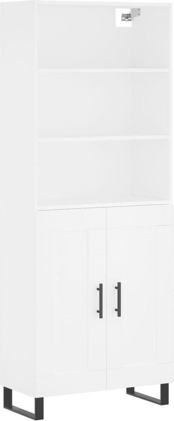 vidaXL Hoge kast bewerkt hout wit 69,5x34x180 cm