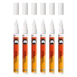 Molotow One4All 127HS Acryl Marker Glossy, 6 stuks, glanzend wit