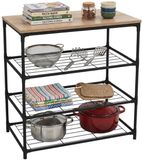 Gerimport Étagère de rangement 4 niveaux avec étagère - métal/bois - 60 x 30 x 69 cm - noir