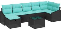 vidaXL Bank loungeset 1-zits Zwart/ Blauw Polyrattan