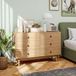 Commode 6 tiroirs, meuble de rangement en bois massif, 120 x 40 x 80 cm, teinte bois naturel