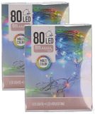 Merkloos Kerstverlichting - 2x - 8 meter - LED gekleurd - binnen - 80 lampjes - boomverlichting