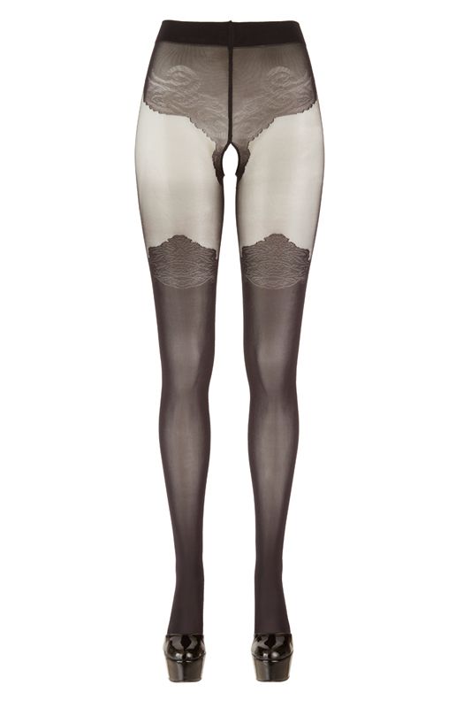 Cottelli Collection Panty Met Kousen Look - Zwart Maat 2