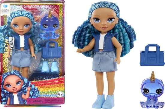 Rainbow High Littles - Sapphire (Blauw) - Modepop - 14 cm - Met Geluid - Vanaf 4 Jaar
